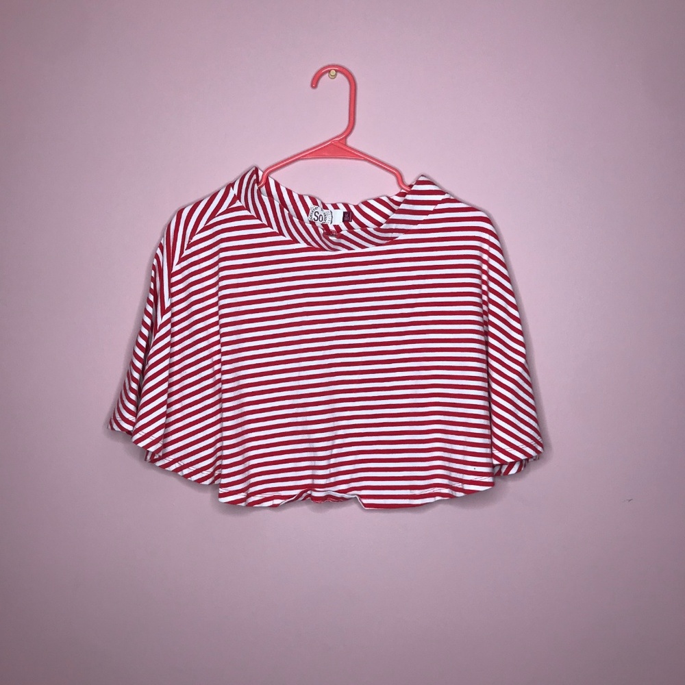 RED AND WHITE STRIPED SKIRT